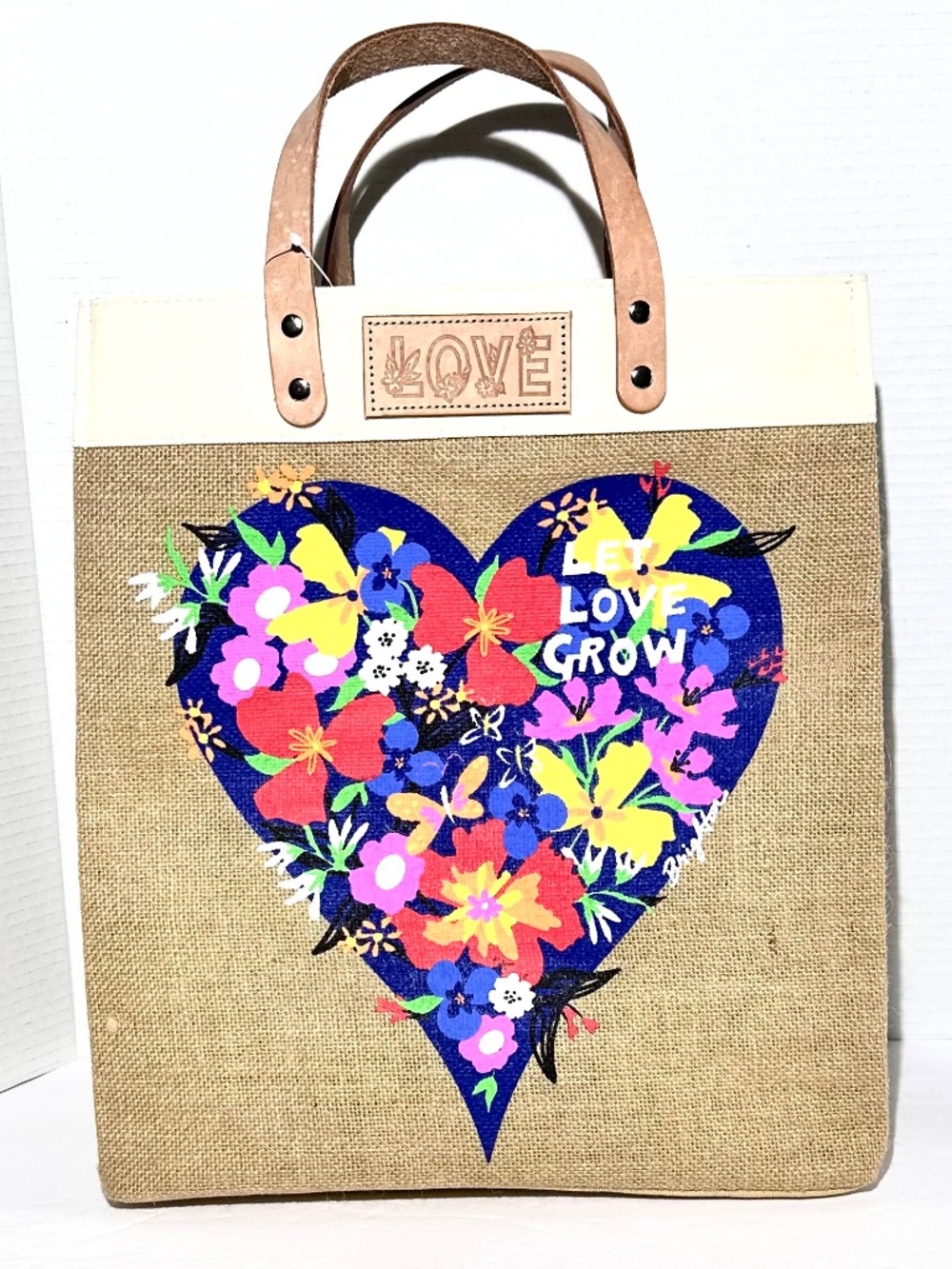 Brighton Let Love Grow Burlap Tote - Beach / Farmer’s Market / Eco-Friendly